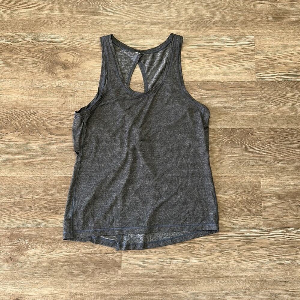 Lululemon Tank Top 6 Hold & Let Flow Heathered Black‎ Workout Athletic Tie Back